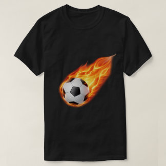 T-shirt Ballon de football en feu avec des flammes de feu