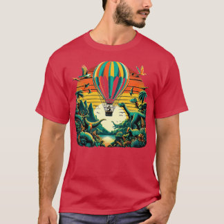 T-shirt ballon volant au-dessus d'une forêt vibrante avec 