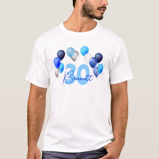 T-shirt Ballons Bleus Anniversaires (Devant)