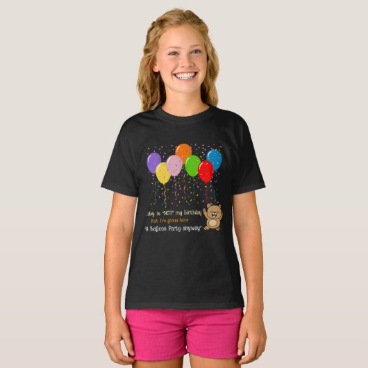 T-shirt Ballons colorés et un ours heureux (Devant entier)