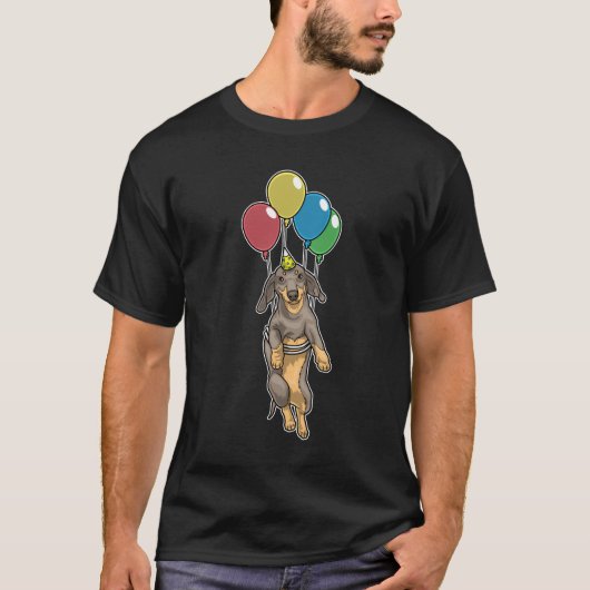 T-shirt Ballons d'anniversaire de Dachshund (Devant)