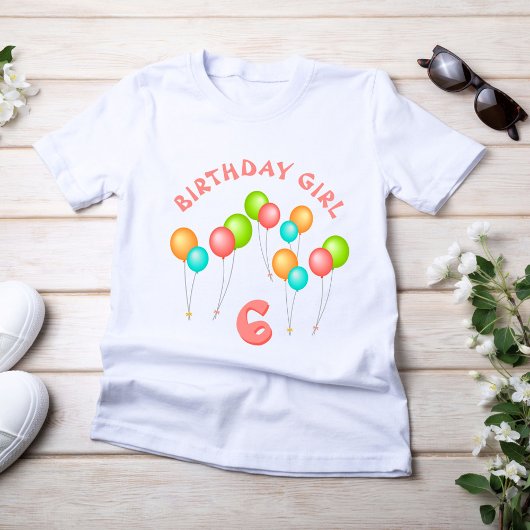 T-Shirt Ballons de fête colorés Anniversaire Fille