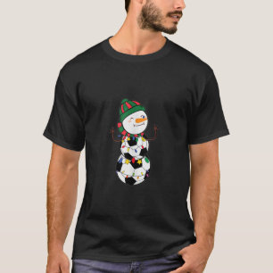 T-shirt Ballons de football de Noël amusant Père Noël Snow