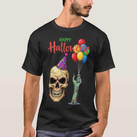 T-shirt Ballons de la fête du crâne d'Halloween (Devant)
