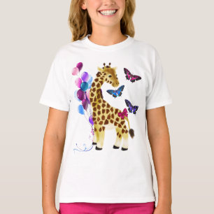 T-shirt Ballons, Papillons & Giraffe Blancs