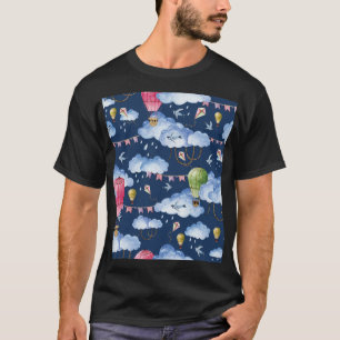 T-shirt Ballons Whimsical : Motif de nuage d'aquarelle