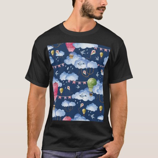 T-shirt Ballons Whimsical : Motif de nuage d'aquarelle (Devant)