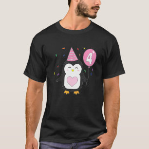 T-shirt Balloon de pingouin enfants 4e fête d'anniversaire