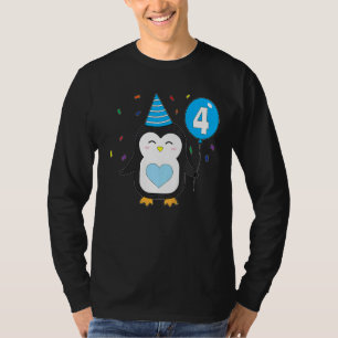 T-shirt Balloon de pingouin enfants 4e fête d'anniversaire