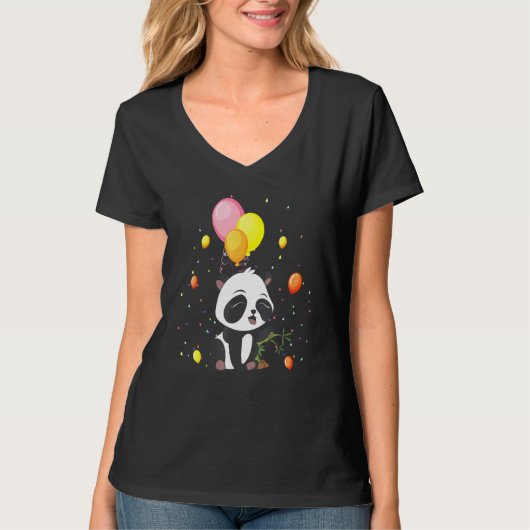 T-shirt Balloons Chine Panda Faune Forêt Animale Mange P (Devant)