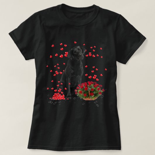 T-shirt Balloons Coeurs Labrador Et Panier Rose Valentine (Design devant)