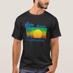 T-shirt Balnéaire Californie Retro Tropical Beach Sunset