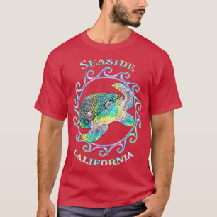 T-shirt Balnéaire Californie Vacances Tortue Tribale color