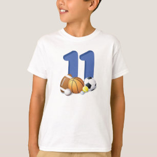 T-shirt Bals de sport du 11e anniversaire de garçon