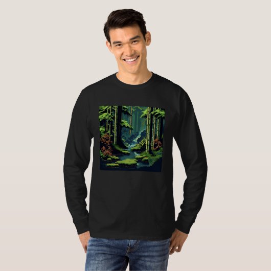 T-shirt Bamboo Forest Pixelated Escape Old Computer game s (Devant entier)