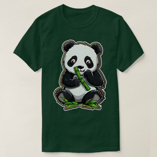 T-shirt Bambou Amour Endehender Panda Manger 2 (Design devant)
