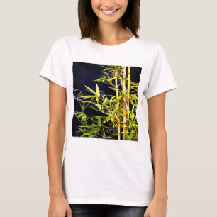 T-shirt Bambou Foliage Art Tropical Sur Noir