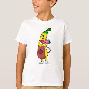 T-shirt Banana en coiffeur avec sèche-cheveux