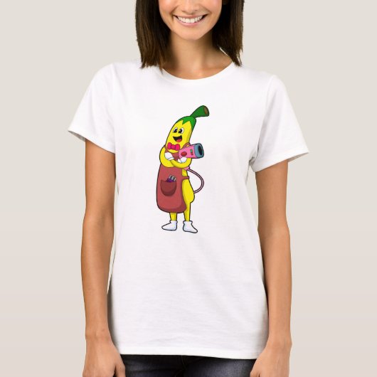 T-shirt Banana en coiffeur avec sèche-cheveux (Devant)
