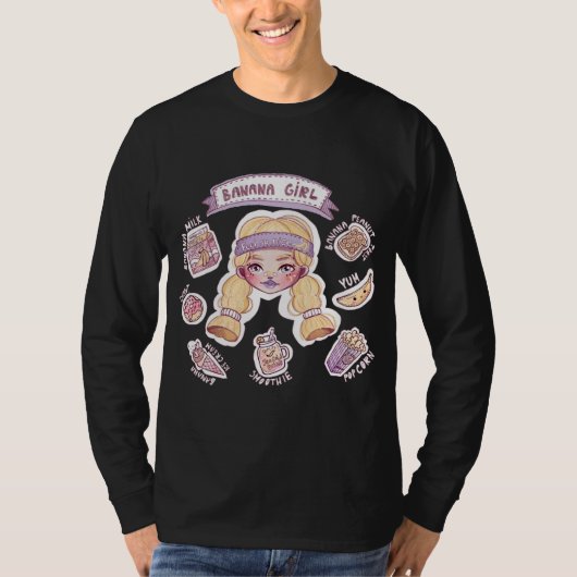 T-shirt Banana Girl with Milk Donut Ice Cream Smoothie Col (Devant)