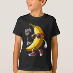 T-shirt Banana Sungles Jouer Badminton Funny Fruit Sport