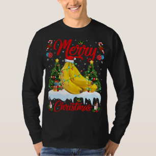 T-shirt Banane Fruit Lover Xmas Éclairage Santa Hat Banana