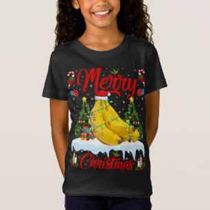 T-Shirt Banane Fruit Lover Xmas Éclairage Santa Hat Banana