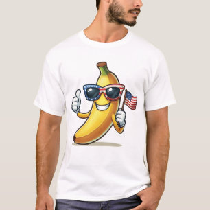 T-shirt Banane Patriotique 4 Juillet Drapeau Américain USA