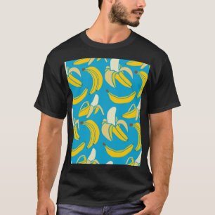 T-shirt Bananes jaunes, motif arrière - plan bleu