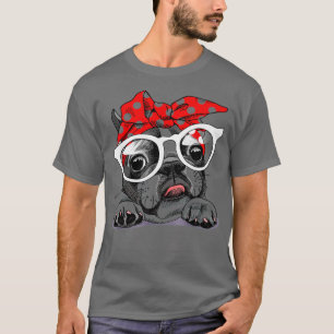 T-shirt Bandana, chien de taureau français, portant des lu