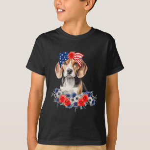 T-shirt Bandana drapeau américain pour chien Beagle 4 juil