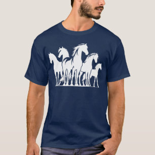 T-shirt Bande Céleste De Chevaux Chevaux Dans L'Arène À Ri
