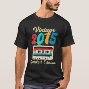 T-shirt Bande De Cassette Retro Vintage 2015 7E Anniversai