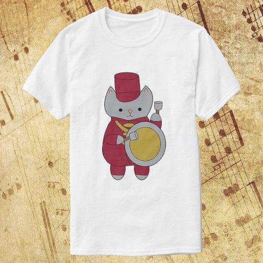 T-shirt Bande de Marquage Basse Drum Chat Maroon et or