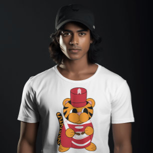 T-shirt Bande de Marquage de Tiger batteur rouge et blanc