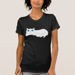 T-shirt Bande dessinée blanche mignonne de chat de Ragdol