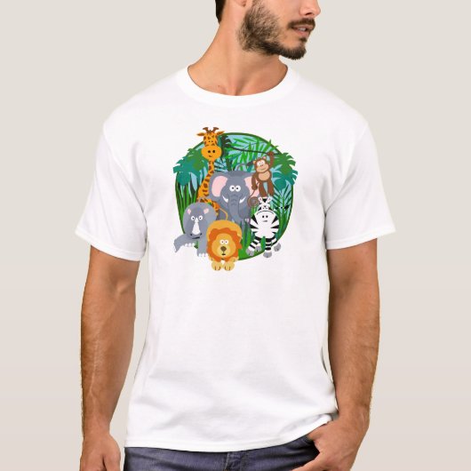 T-shirt Bande dessinée d'animaux de safari (Devant)