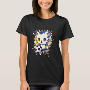 T-shirt Bande dessinée de chat jouant au football