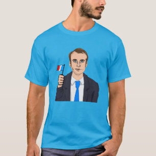 T-shirt Bande dessinée de macron avec le drapeau françai