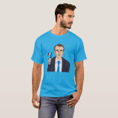T-shirt Bande dessinée de macron avec le drapeau français (Devant entier)