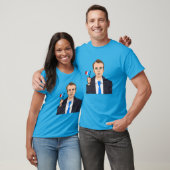 T-shirt Bande dessinée de macron avec le drapeau français (Unisexe)