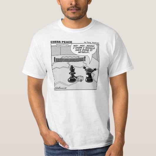 T-shirt Bande dessinée de paix d'échecs de scène de court (Devant)
