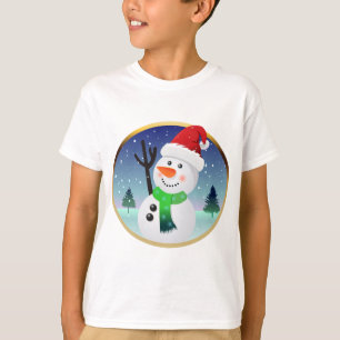 T-shirt Bande dessinée de Père Noël de bonhomme de neige