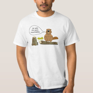 T-shirt Bande dessinée drôle de Woodturning de castor et