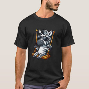 T-shirt Bande dessinée du terrain de jeu Cute zebra swing