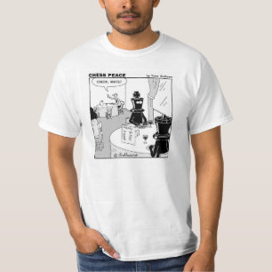 T-shirt Bande dessinée hilare de paix d'échecs "vérifie