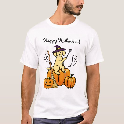 T-shirt Bande dessinée jaune 2 de Halloween Labrador (Devant)