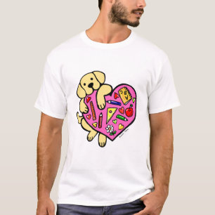 T-shirt Bande dessinée jaune de coeur de Labrador et de