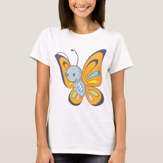 T-shirt Bande dessinée mignonne de papillon de bébé (Devant)
