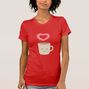 T-shirt Bande dessinée mignonne de tasse de café, amant de